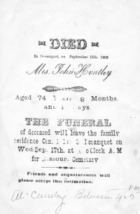 Funeral Announcement, Mary Jane Barlow 1827